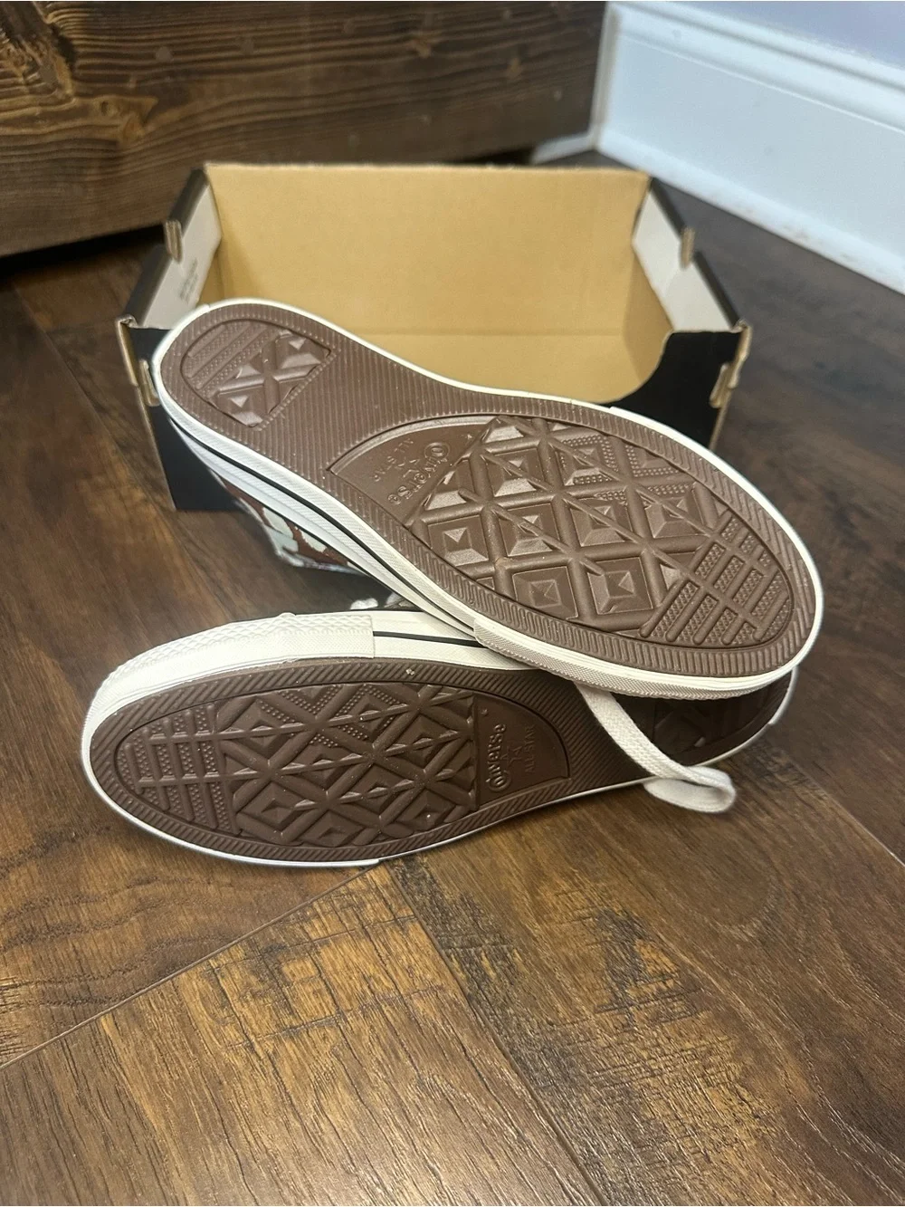 Converse Brown and Cream High-Top Sneakers